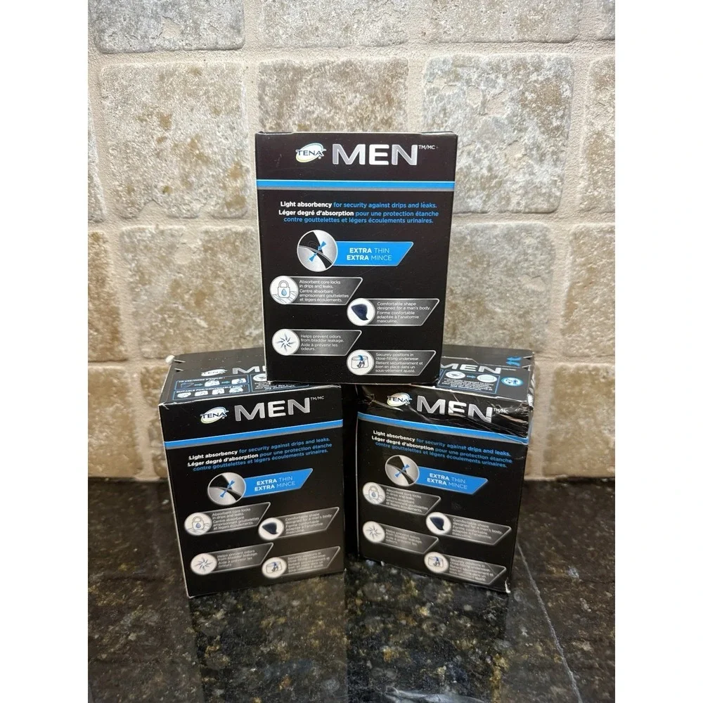 TENA Men Protective Shield Light Extra Thin (14‎ Pads Per Box) 3 BOXES Total NEW